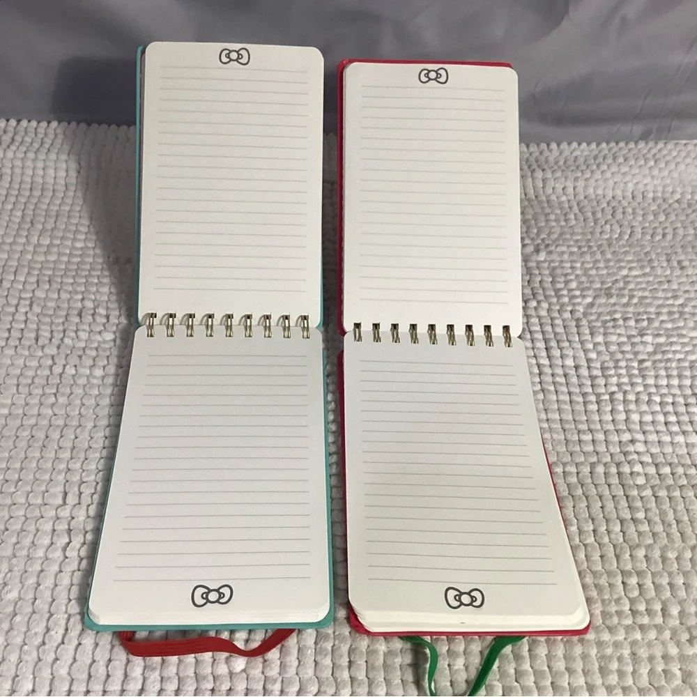 Hello Kitty Lot of 2 Spiral Top Notebooks 192pg Hardcover Christmas NEW Giftable